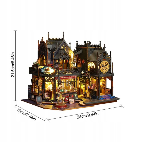 ZESTAW DO NOTATEK KSIĄŻEK DIY Holo Demon City Duży Drewniany Domek DIY Zestaw Oświetlenie LED