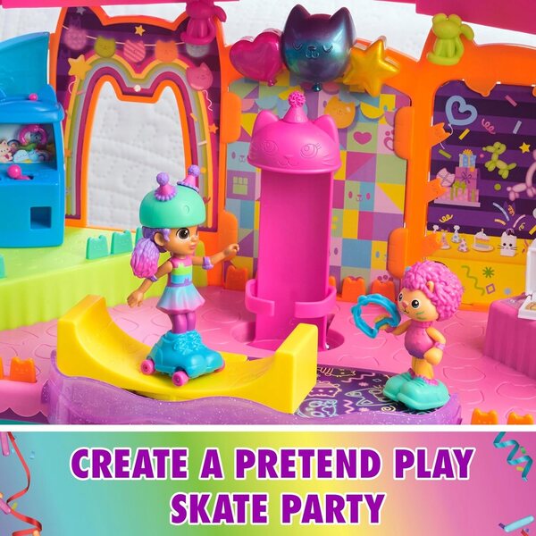 Salle de fête pour maison de poupée avec figurines et accessoires colorés