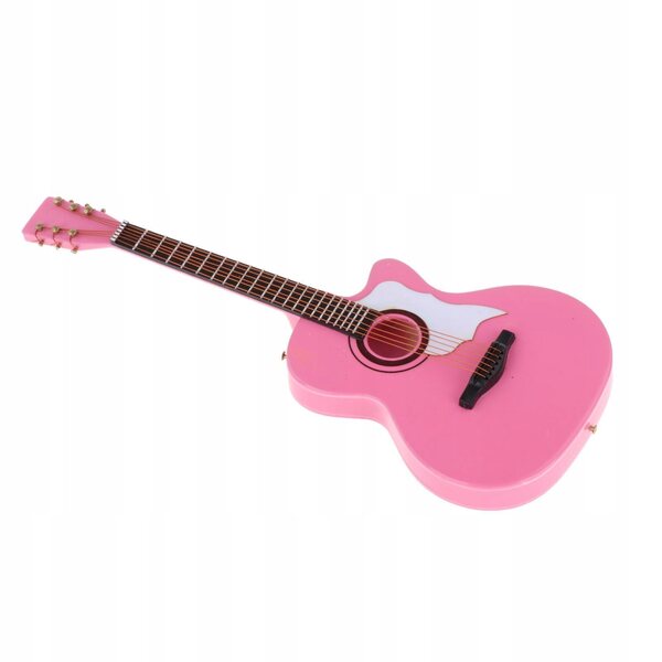 Modello miniatura chitarra classica in legno rosa 1:6 con supporto espositivo
