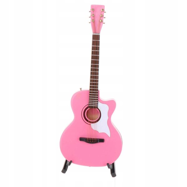 Modello miniatura chitarra classica in legno rosa 1:6 con supporto espositivo
