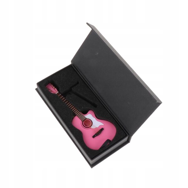 Modello miniatura chitarra classica in legno rosa 1:6 con supporto espositivo