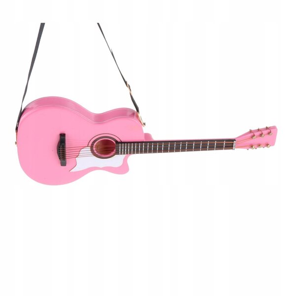 Modello miniatura chitarra classica in legno rosa 1:6 con supporto espositivo