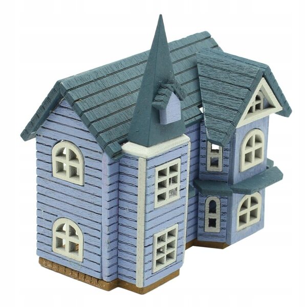 Hölzernes Puppenhaus 1:24 Bausatz Miniatur Blaues Haus