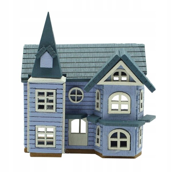 Hölzernes Puppenhaus 1:24 Bausatz Miniatur Blaues Haus