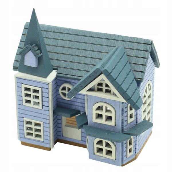 Hölzernes Puppenhaus 1:24 Bausatz Miniatur Blaues Haus