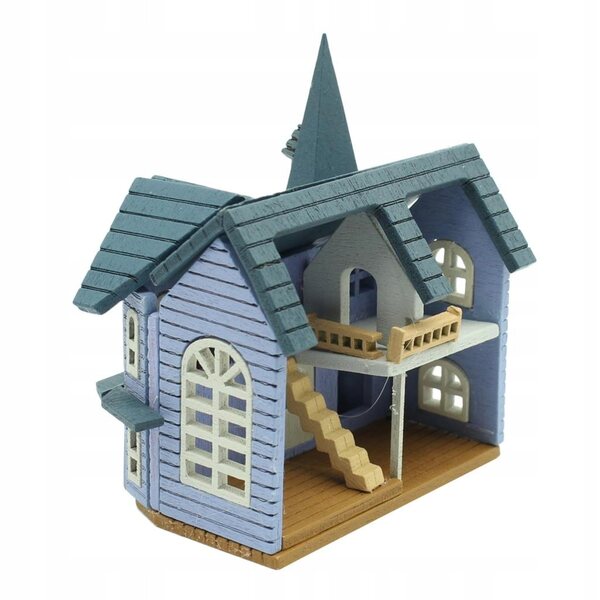 Hölzernes Puppenhaus 1:24 Bausatz Miniatur Blaues Haus