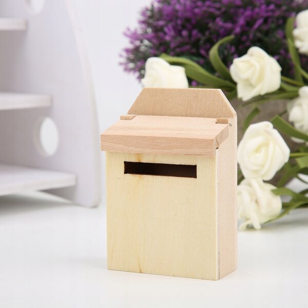 Miniatura casetta delle bambole 1:12 con cassetta postale in legno decorativa