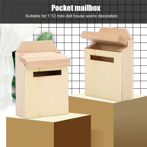 Miniatura casetta delle bambole 1:12 con cassetta postale in legno decorativa