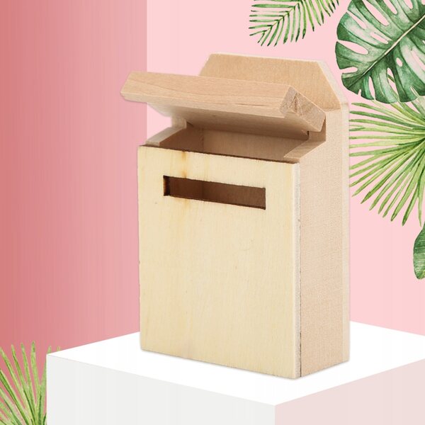 Miniatura casetta delle bambole 1:12 con cassetta postale in legno decorativa