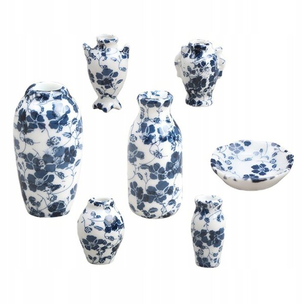 Mini vaso in ceramica per case delle bambole, set da 7 pezzi decorativi