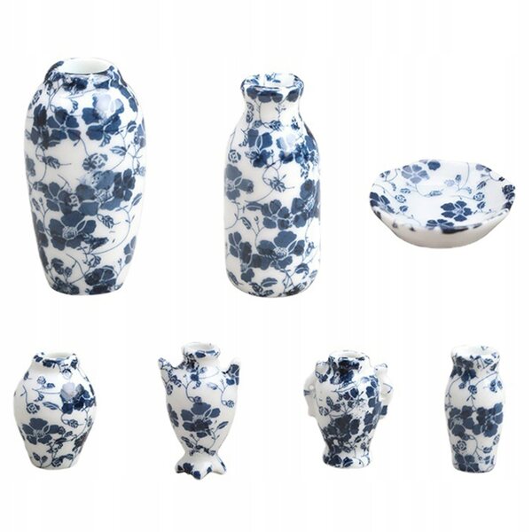 Mini vaso in ceramica per case delle bambole, set da 7 pezzi decorativi
