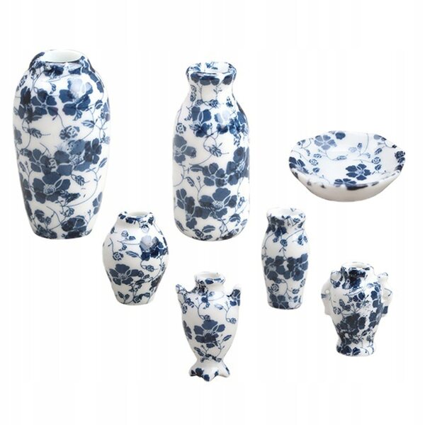 Mini vaso in ceramica per case delle bambole, set da 7 pezzi decorativi