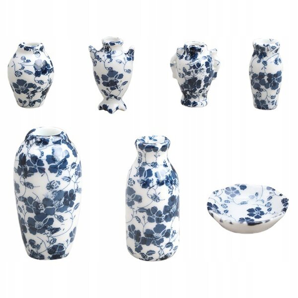 Mini vaso in ceramica per case delle bambole, set da 7 pezzi decorativi