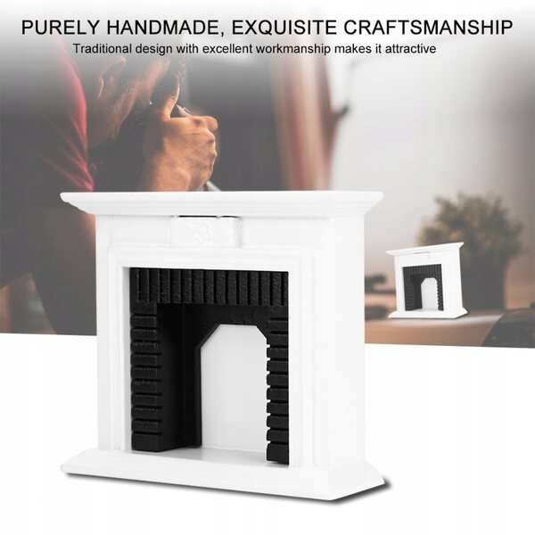 Miniatura camino in legno 1:12 per casa delle bambole, arredo salotto