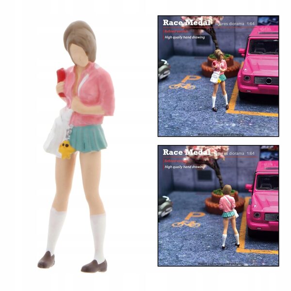 Miniatura 1:64 Piccola Donna in PVC per Diorama e Scenari Modello 2,8 cm