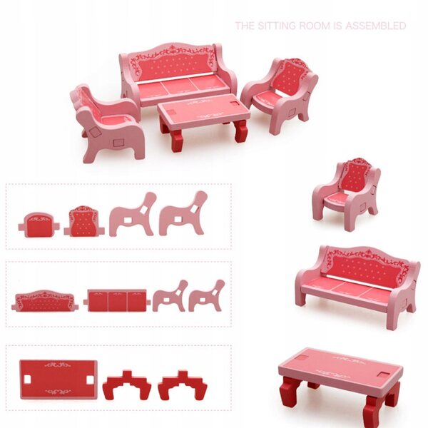 3D-DIY-Puppenhaus-Miniatur-Set, handgefertigtes Holzzimmer