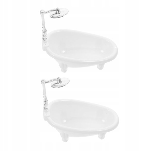 Lot de 2 mini baignoires colorées pour maisons de poupées en plastique ABS