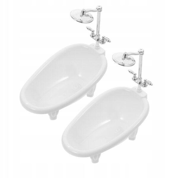 Lot de 2 mini baignoires colorées pour maisons de poupées en plastique ABS