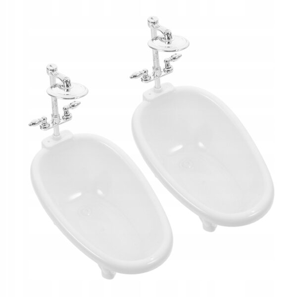 Lot de 2 mini baignoires colorées pour maisons de poupées en plastique ABS