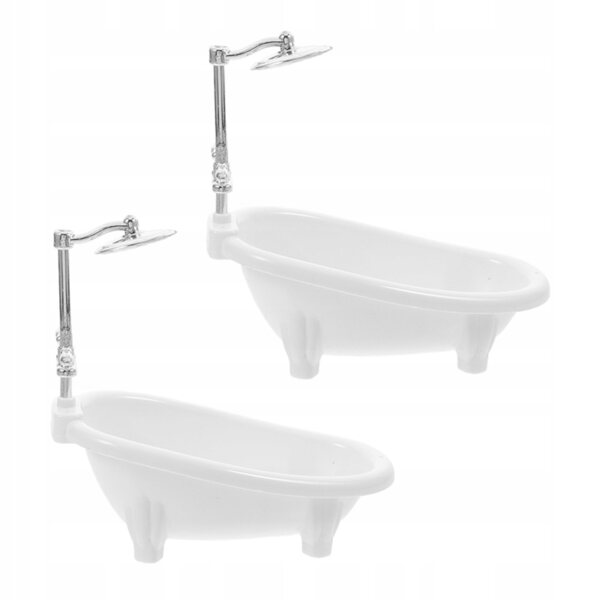 Lot de 2 mini baignoires colorées pour maisons de poupées en plastique ABS