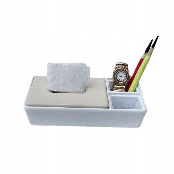 Miniatura scatola per fazzoletti in legno per casa delle bambole 1:12 bianca
