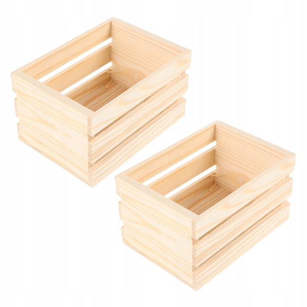 2 Mini-Holzkisten in Beige zum Dekorieren und Aufbewahren von Miniaturen