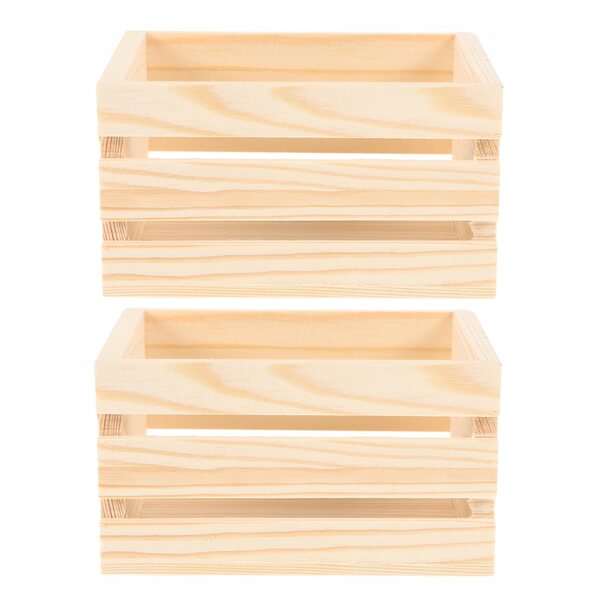 2 Mini-Holzkisten in Beige zum Dekorieren und Aufbewahren von Miniaturen