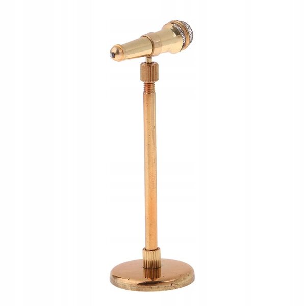 1:12 Puppenhaus-Miniatur-Metallmikrofon mit goldenem Ständer