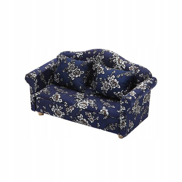 Miniatura sofa e poltrona per casa delle bambole 1:12 in legno e cotone