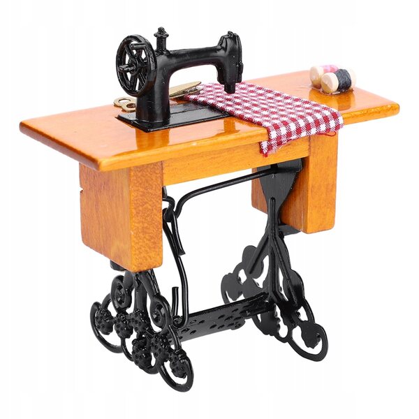 1:12 Puppenhaus Miniatur-Nähmaschine aus Holz, dekoratives Zubehör