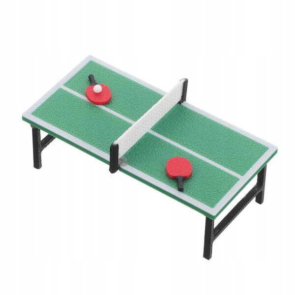 Mini set da tennis da tavolo per casa delle bambole con racchette e tavolo dettagliato