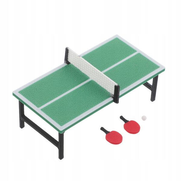 Mini set da tennis da tavolo per casa delle bambole con racchette e tavolo dettagliato
