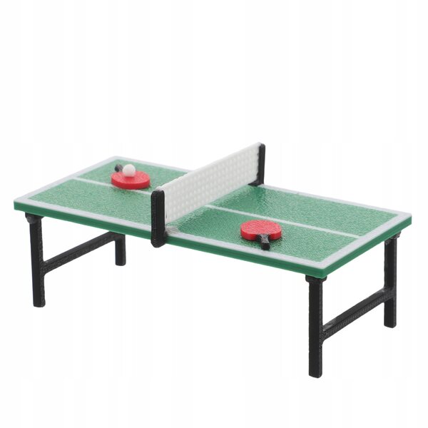 Mini set da tennis da tavolo per casa delle bambole con racchette e tavolo dettagliato