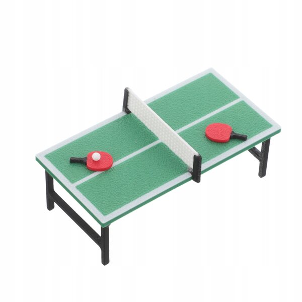 Mini set da tennis da tavolo per casa delle bambole con racchette e tavolo dettagliato