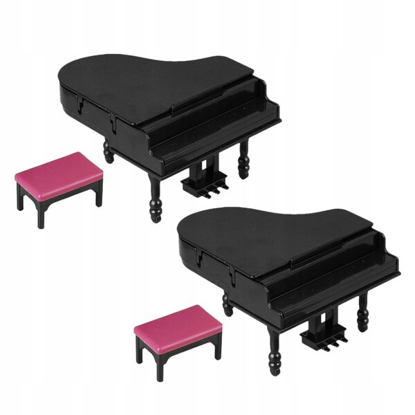 Set 2 Mini Pianini con Sgabello per Case delle Bambole, Design Elegante e Dettagli Curati