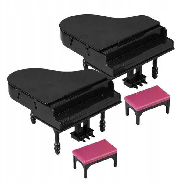 Set 2 Mini Pianini con Sgabello per Case delle Bambole, Design Elegante e Dettagli Curati