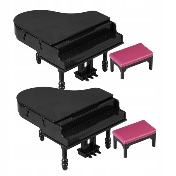 Set 2 Mini Pianini con Sgabello per Case delle Bambole, Design Elegante e Dettagli Curati