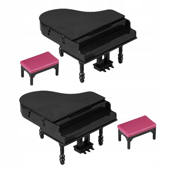 Set 2 Mini Pianini con Sgabello per Case delle Bambole, Design Elegante e Dettagli Curati