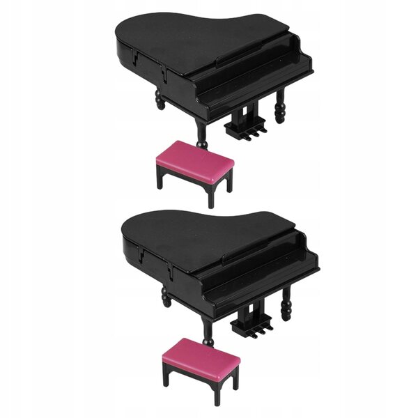 Set 2 Mini Pianini con Sgabello per Case delle Bambole, Design Elegante e Dettagli Curati