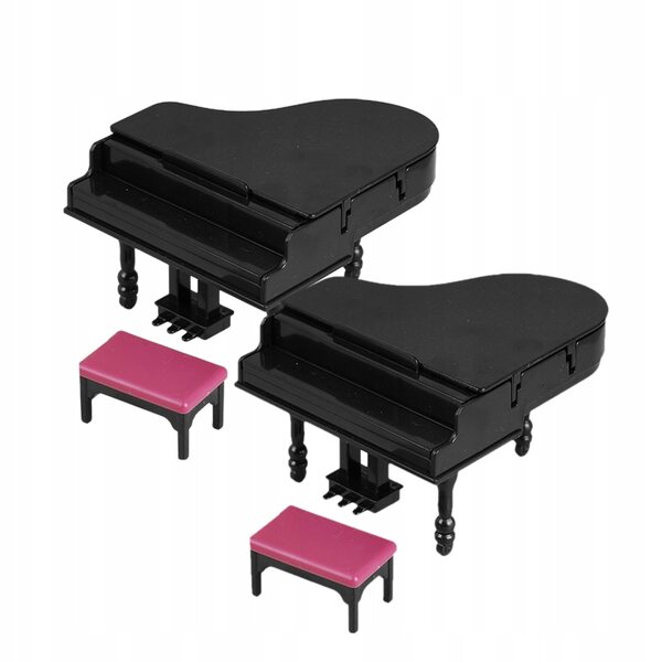 Set 2 Mini Pianini con Sgabello per Case delle Bambole, Design Elegante e Dettagli Curati