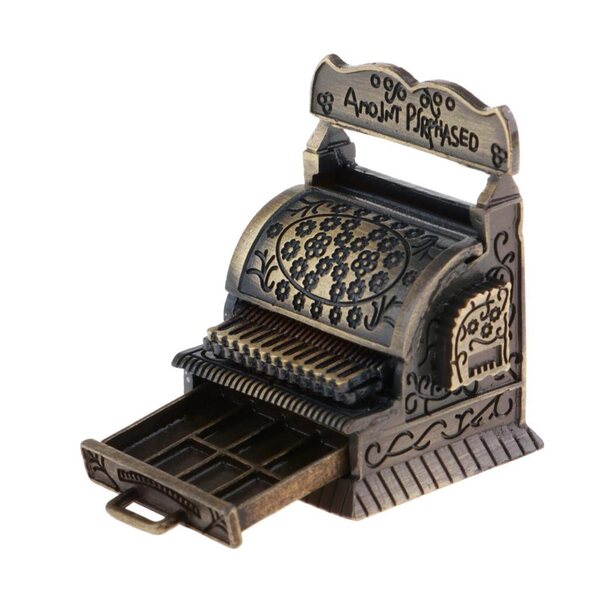 Modello Vintage Cassa 1/12 per Casa delle Bambole in Metallo di Alta Qualità