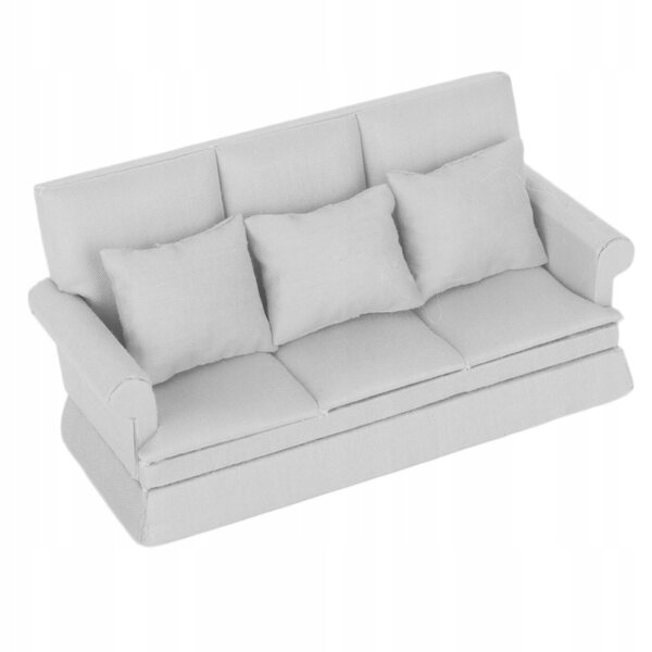 Mini Sofa in Legno per Casa delle Bambole 1:12 con 3 Cuscini Colorati