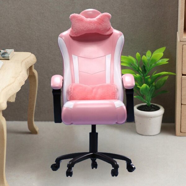 Miniatura Sedia da Gaming 1:6 con Cuscini Rosa per Action Figures 12 pollici