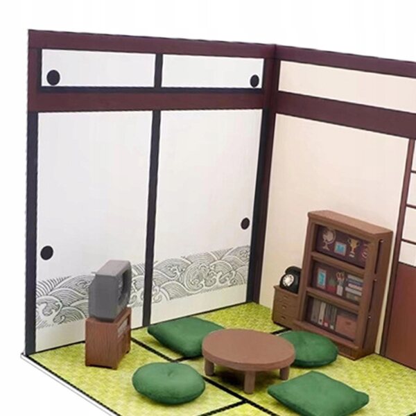 1/12 arrangør til modeller og figurer med PVC baggrund og møbler