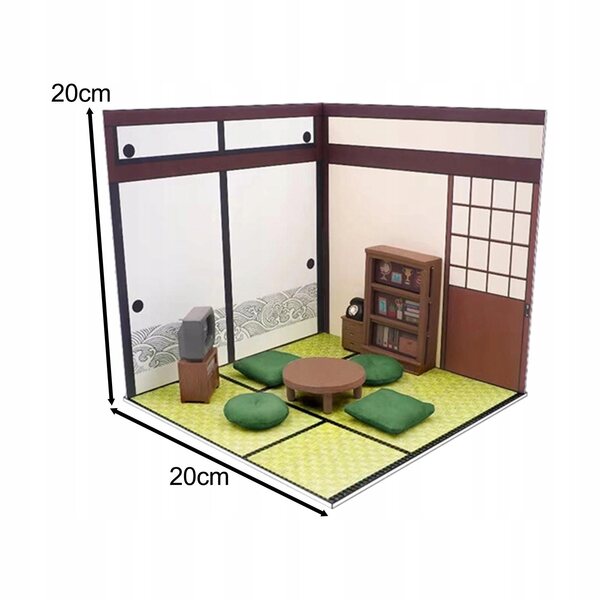 1/12 arrangør til modeller og figurer med PVC baggrund og møbler
