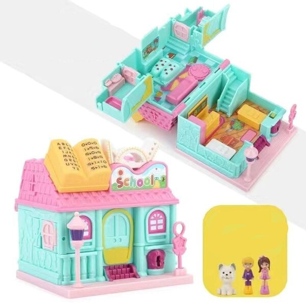 Cottage per bambole in legno con mobili e accessori – gioco interattivo e portatile per bambini