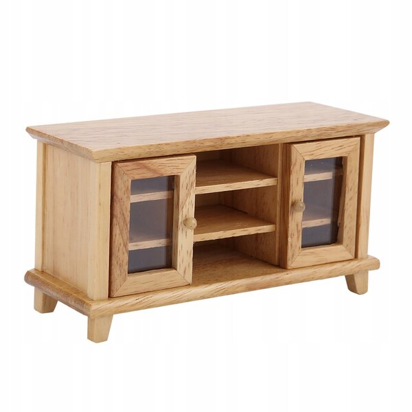1:12 Puppenhaus-Miniatur-TV-Schrank mit aufklappbaren Türen und realistischem Design