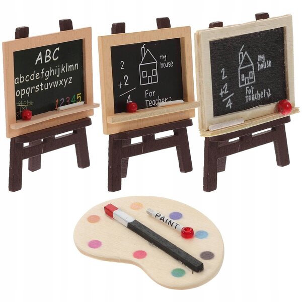 Mini-Schüler-Set mit Holztafeln für das Puppenhaus, 4-teilig