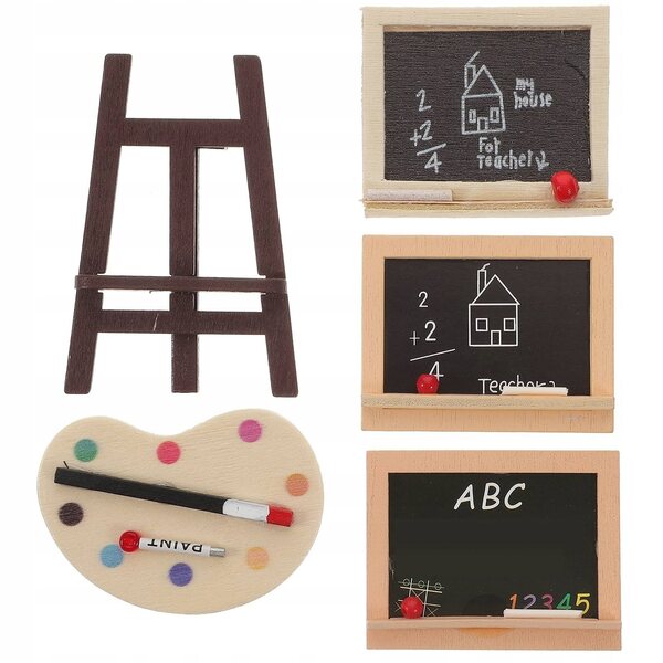 Mini-Schüler-Set mit Holztafeln für das Puppenhaus, 4-teilig