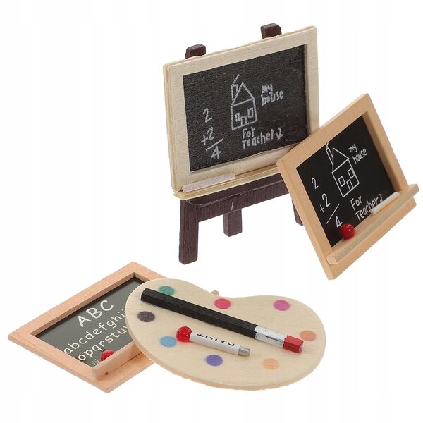 Mini-Schüler-Set mit Holztafeln für das Puppenhaus, 4-teilig